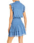 Фото #3 товара Aqua Ruffle Short Sleeve Smocked Mini Dress Denim Blue M