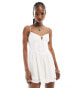 Kiss The Sky linen style playsuit with bustier in white