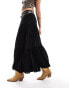 Stradivarius boho crinkle maxi skirt in black