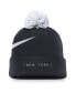 Men's Navy New York Yankees Swoosh Peak Cuffed Knit Hat with Pom