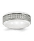 ფოტო #1 პროდუქტის Stainless Steel Polished White Ceramic CZ Ridged Edge Ring