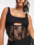 Фото #2 товара Simmi floral lace insert corset top co-ord in black