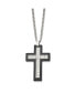 Brushed Black IP -plated Edges CZ Cross Pendant Cable Chain Necklace