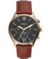 ფოტო #1 პროდუქტის Men's Fenmore Multifunction Brown Leather Watch 44mm