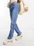 Фото #4 товара Bershka Petite straight leg jeans mid blue