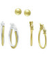 3-Pc. Set Small Hoop and Ball Stud Earrings in Sterling Silver & 18k Gold-Plate, Created for Macy's