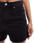 Mango longline relaxed denim shorts in black