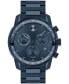 ფოტო #1 პროდუქტის Men's Bold Verso Dark Blue Ionic Plated Steel Bracelet Watch 44mm