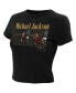 Фото #3 товара Women's Black Michael Jackson Studio Photos Cropped T-Shirt