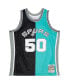 ფოტო #3 პროდუქტის Men's David Robinson Black, Teal San Antonio Spurs Hardwood Classics 1998-99 Split Swingman Jersey