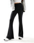 Фото #5 товара ASOS DESIGN rib flare trouser with lettuce hem in black