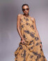 ASOS DESIGN tiered halter midi dress in all over tie dye print Braune Batikoptik, 32 - фото #2