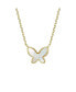 ფოტო #1 პროდუქტის 14k Gold Plated with Mother of Pearl Butterfly Pendant Layering Necklace