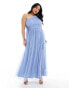 Фото #1 товара Anaya Plus bridesmaid tulle one shoulder maxi dress in soft blue