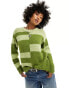 ASOS DESIGN crew neck jacquard patten jumper in green