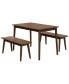 3 PCS Wooden Dining Table Set Kitchen Furniture For 4 Modern Table Set With 2 Benches Spacious