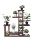 Фото #1 товара Outdoor Wooden Plant Flower Display Stand 6 Wood Shelf Storage Rack