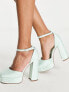 ASOS DESIGN Wide Fit Priority platform high heeled shoes in jaquard