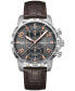 ფოტო #1 პროდუქტის Men's Swiss Automatic Chronograph DS Podium Brown Leather Strap Watch 44mm