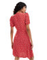 & Other Stories button through mini dress in red ditsy floral