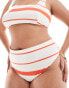 Фото #1 товара ASOS DESIGN Curve Mia mix & match high leg high waist bikini bottom in tomato stripe