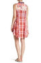 Aratta 161441 Women's Sleeveless Plaid-print Hi-low Shirt Dress Red Sz. M