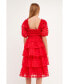 Women's Check Organza Tiered Midi Dress