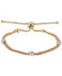 Diamond Beaded Bolo Bracelet (1/6 ct. t.w.) in Sterling Silver & 14k Gold-Plate