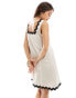 Фото #3 товара Object linen blend a line mini dress with wavy trim in beige