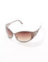 Фото #1 товара ASOS DESIGN 90 wrap round sunglasses in brown with circle detailing