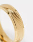 Фото #2 товара ASOS DESIGN waterproof stainless steel band ring with horizontal embossed design in gold tone