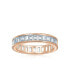 ფოტო #4 პროდუქტის Cubic Zirconia Channel Set Rectangle Baguette CZ Eternity Ring Band For Women 14K Yellow Gold Plated .925 Sterling Silver 4MM Stackable Rings