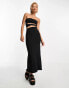 Bershka cut out front midi dress in black