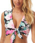 Фото #1 товара Carmen Marc Valvo Women Floral-Print Tie-Front Cropped Bikini Top Multi Size XL