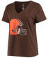 Women's Baker Mayfield Brown Cleveland Browns Name and Number V-Neck T-shirt
