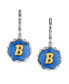 Silver Tone Blue Enamel Gold Tone Initial Earrings