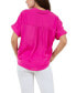 Women's Solid Textured Satin-like Top with Collar