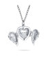 Фото #3 товара Bling Jewelry dome Small Dome Protection Guardian Angel Wing Feathered Heart Shaped Keepsake Locket For Women Teens Holds Photos Pictures .925 Silver Necklace Pendant Customizable