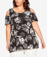 Фото #1 товара Plus Size Claire Cold Shoulder Print Tunic Top