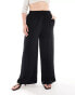 Yours wide leg pull on trousers in black Черный, 48 - фото #7