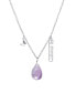 Фото #1 товара Macy's amethyst Pear Shape Bead 16mm Charm Necklace in Fine Silver Plated Brass