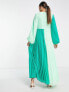 ASOS DESIGN dobby pleated maxi dress in green colourblock