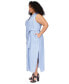 ფოტო #3 პროდუქტის Plus Size Tie-Waist Maxi Shirtdress