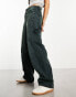 Bershka denim look carpenter trousers in green blue wash