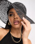 South Beach open weave wide brim hat in black