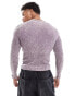 ASOS DESIGN muscle fit long sleeve t-shirt in washed purple rib with grunge front print