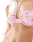 ASOS DESIGN Angie underwired bandeau bikini top in gingham floral Rosa Blümchenmuster, EU 85 B - фото #4