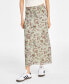 ფოტო #1 პროდუქტის Juniors' Floral-Print Lace-Trimmed Midi Skirt