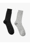 2'li Soket Çorap Seti Geometrik Desenli