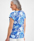 Petite Printed Pleated-Neck Top, Created for Macy's